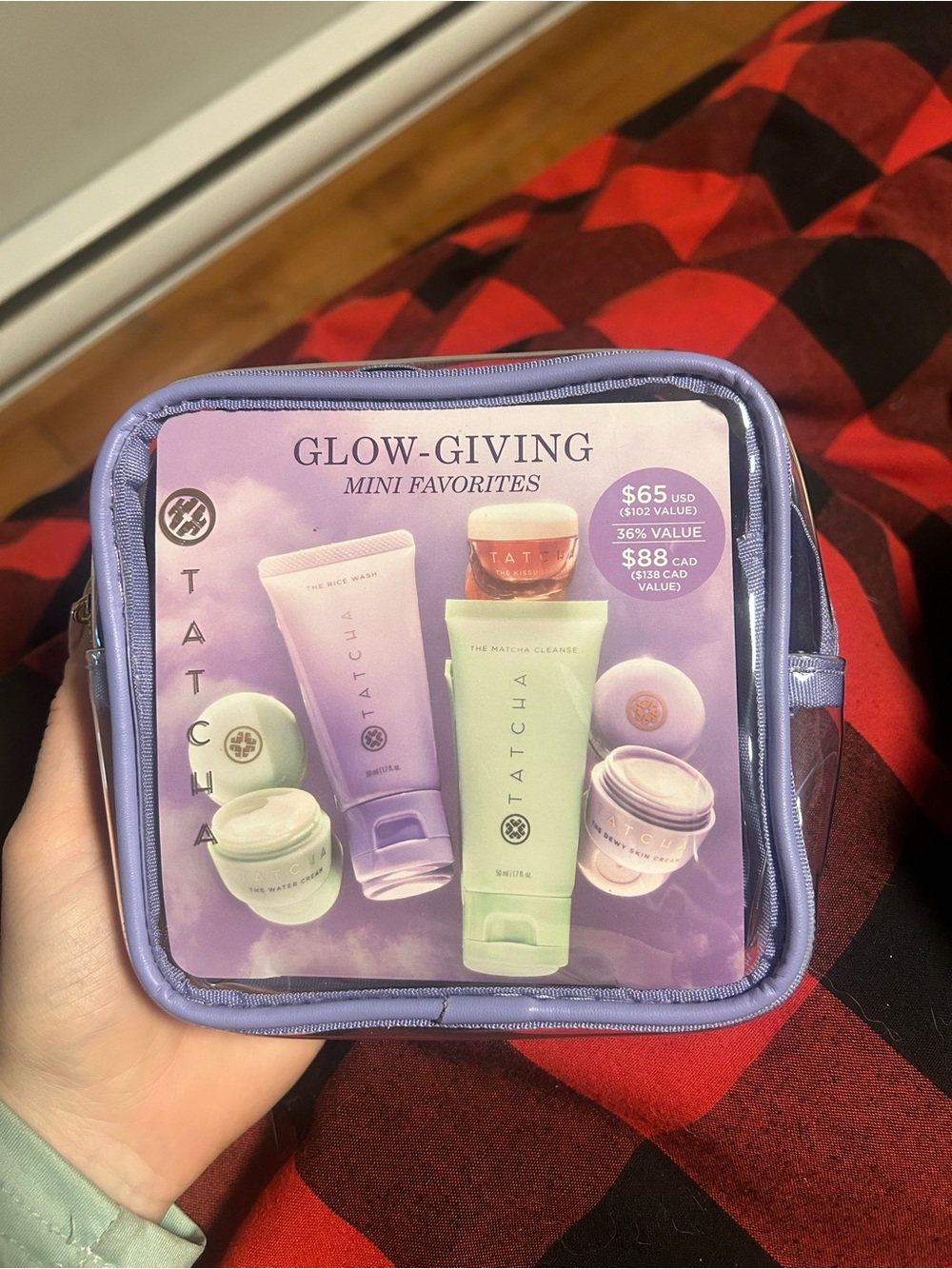 Tatcha Mini Skincare Set in Lavender and Mint Travel Pouch